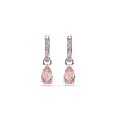 Attract drop earrings, Pear cut, Pink, Rhodium plated